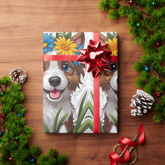 Cute Little Puppy Hund Pencil Art Presentpapper (Julgåva)