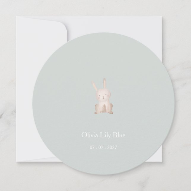 Cute Little Rabbit Baby Birth Announcement Card. Inbjudningar (Framsida)