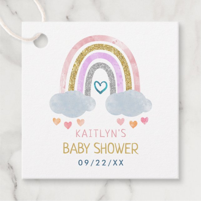 Cute Little Rainbow Baby Shower Gåvor Etiketter (Framsida)