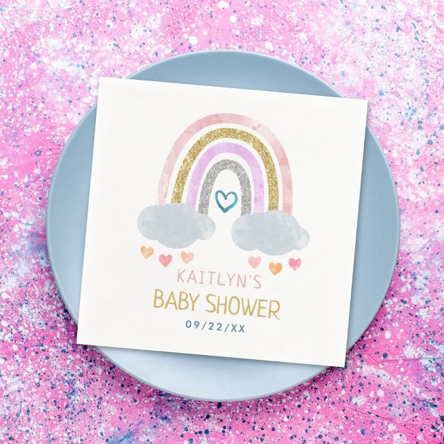 Cute Little Rainbow Baby Shower Napkins Pappersservett (Skapare uppladdad)