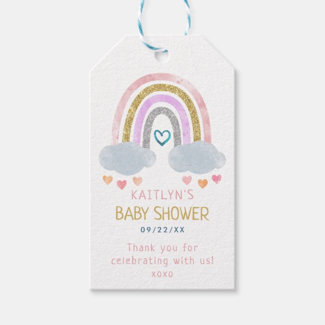 Cute Little Rainbow Baby Shower Tack Gift-Märkre Presentetikett (Framsidan)