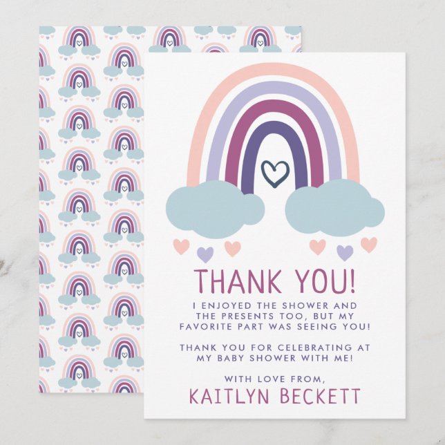 Cute Little Rainbow Baby Shower Tack Kort (Fram/baksida)
