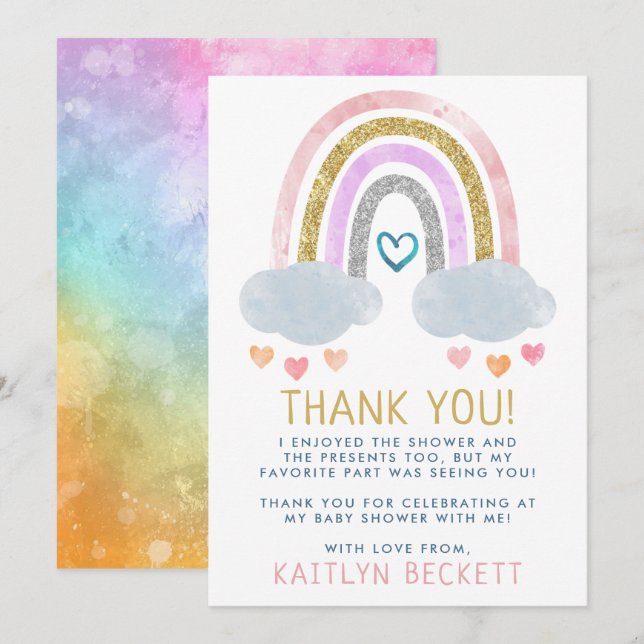 Cute Little Rainbow Baby Shower Tack Kort (Fram/baksida)