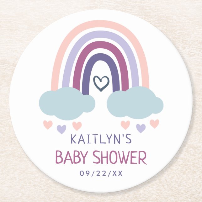 Cute Little Rainbow Baby Shower Underlägg Papper Rund (Framsidan)
