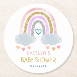 Cute Little Rainbow Baby Shower Underlägg Papper Rund