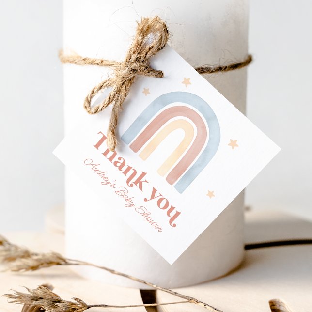 Cute Little Rainbow Boho Baby Shower Tack Gåvor Etiketter (Cute Little Rainbow Boho Baby Shower Thank You Favor Tags)