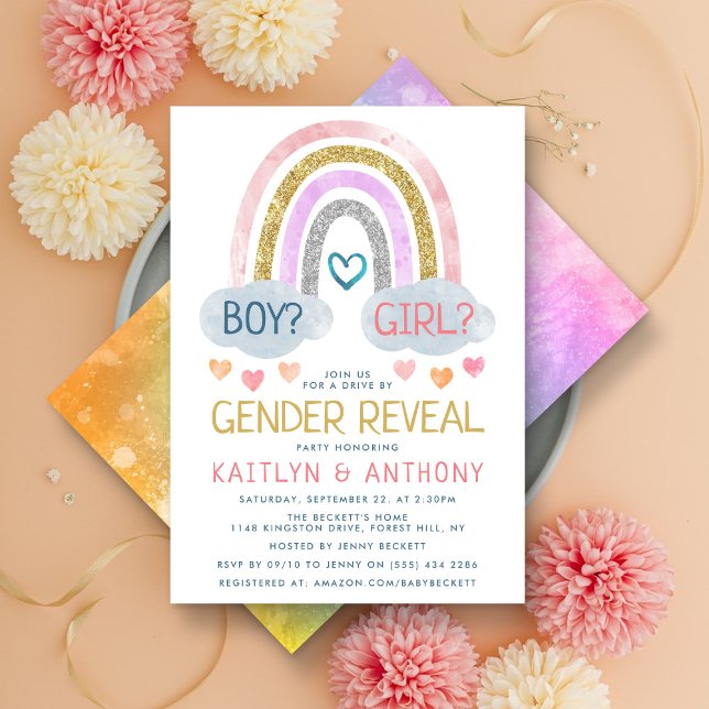 Cute Little Rainbow Gender Reveal Party bjudan Inbjudningar (Skapare uppladdad)