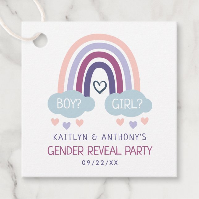 Cute Little Rainbow Gender Reveal Party Gåvor Etiketter (Framsida)