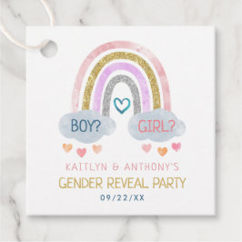 Cute Little Rainbow Gender Reveal Party Gåvor Etiketter