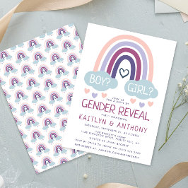 Cute Little Rainbow Gender Reveal Party Inbjudningar