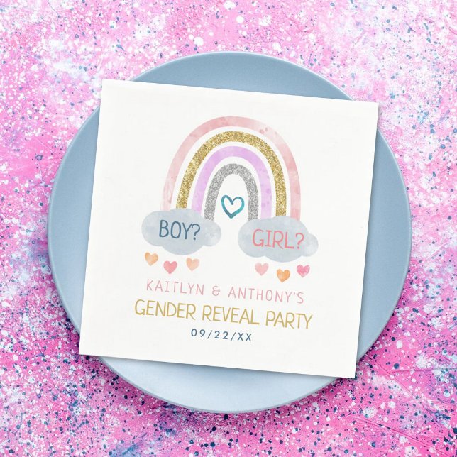 Cute Little Rainbow Gender Reveal Party Pappersservett (Skapare uppladdad)