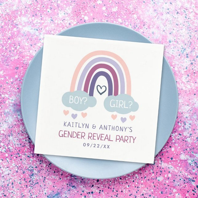 Cute Little Rainbow Gender Reveal Party Pappersservett (Skapare uppladdad)