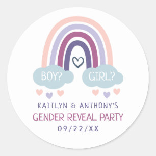 Cute Little Rainbow Gender Reveal Party Runt Klistermärke