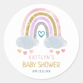 Cute Little Rainbow Shower Classic Round Stic Runt Klistermärke