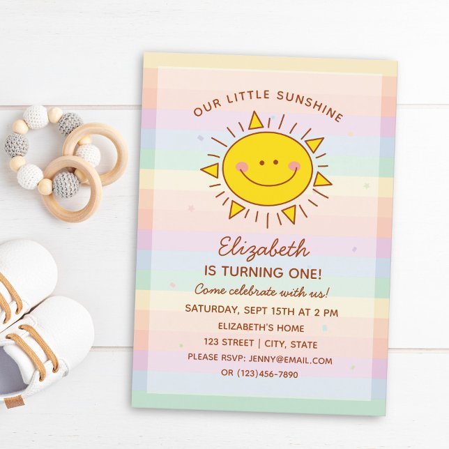 Cute Little Rainbow Sunshine Baby första födelseda Inbjudningar (Skapare uppladdad)