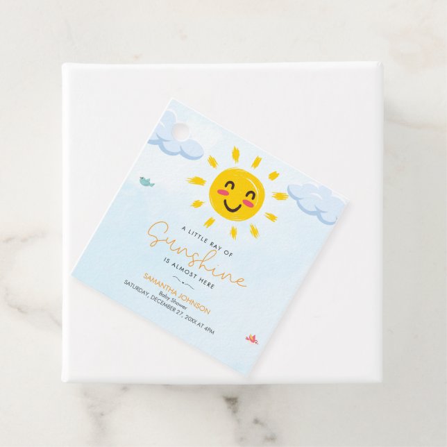 Cute Little ray of Sunshine Baby dusch Gåvor Etiketter (På plats)