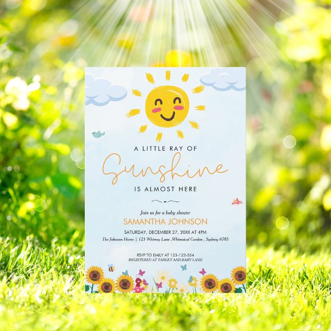 Cute Little ray of Sunshine Baby Shower-inbjudan Inbjudningar (Skapare uppladdad)