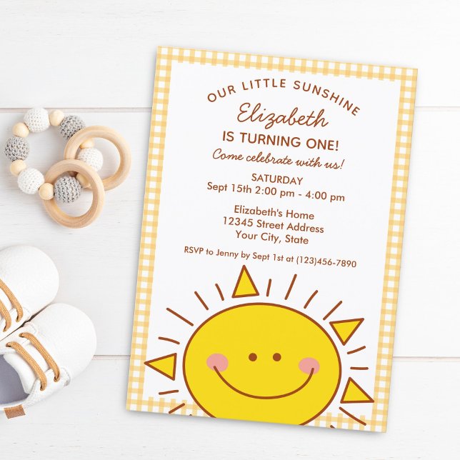 Cute Little Ray of Sunshine Kids 1:a födelsedagen Inbjudningar (Skapare uppladdad)