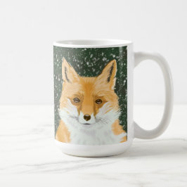 Cute Little Red Fox - i snö. Kaffemugg