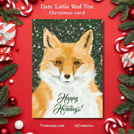 Cute Little Red Fox - i snö. Kort