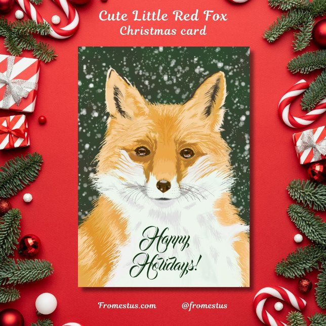 Cute Little Red Fox - i snö. Kort (Skapare uppladdad)
