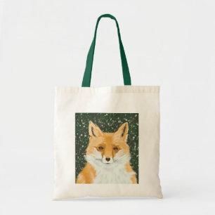 Cute Little Red Fox - i snö. Tygkasse