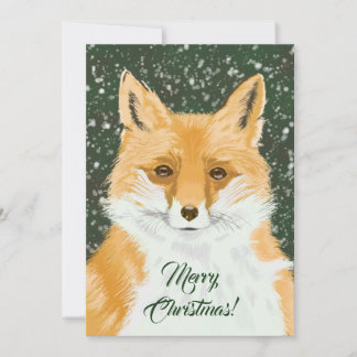 Cute Little Red Fox - in snow Custom Christmas.  Julkort