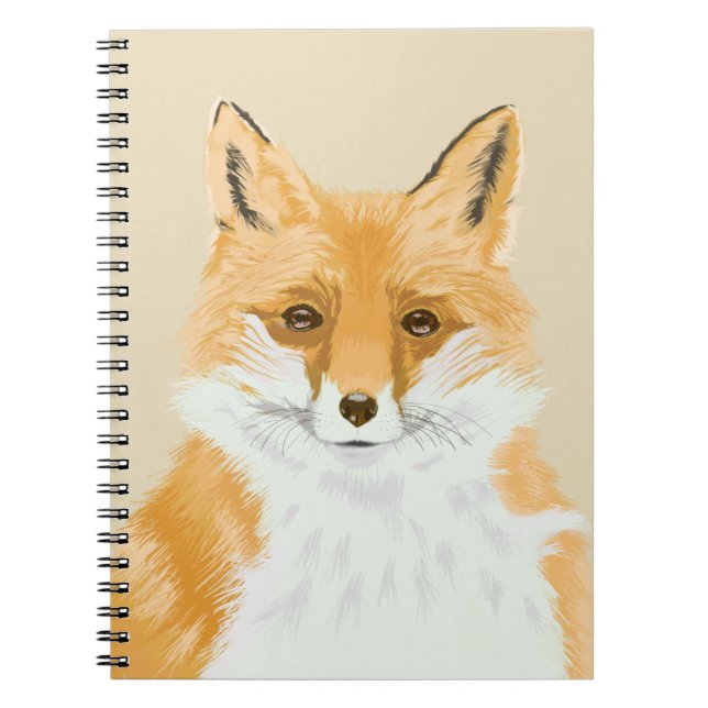 Cute Little Red Fox - transparent på beige. Anteckningsbok (Framsidan)