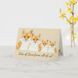 Cute Little Red Fox - transparent på beige. Kort