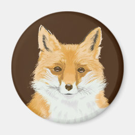 Cute Little Red Fox - transparent på brunt. Magnet