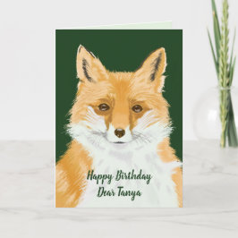 Cute Little Red Fox - transparent på grönt. Kort