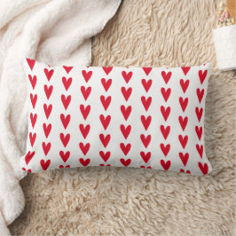 Cute Little Red Hearts Mönster Lumbarkudde