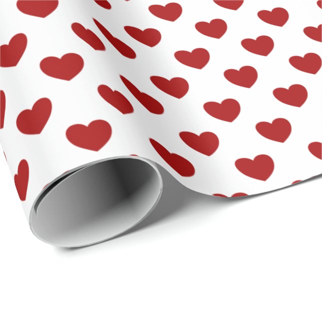 Cute Little Red Hearts Mönster Wrapping Papper Presentpapper (Rullad Hörn)