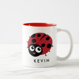 Cute Little Red Ladybug Personlig Två-Tonad Mugg