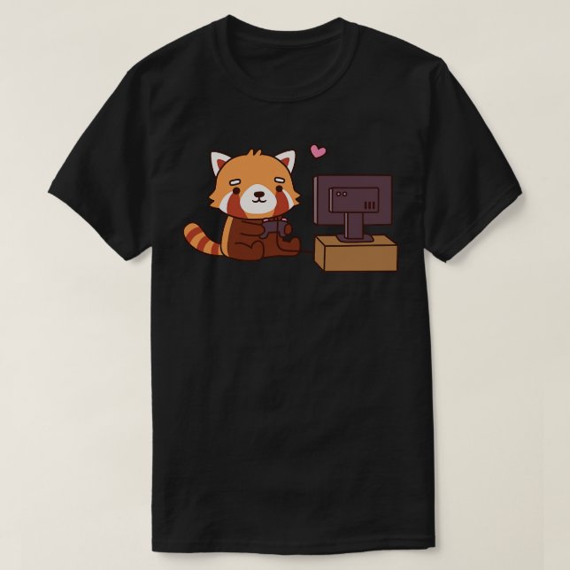 Cute Little Red Panda Kärlek-spel T Shirt (Design framsida)