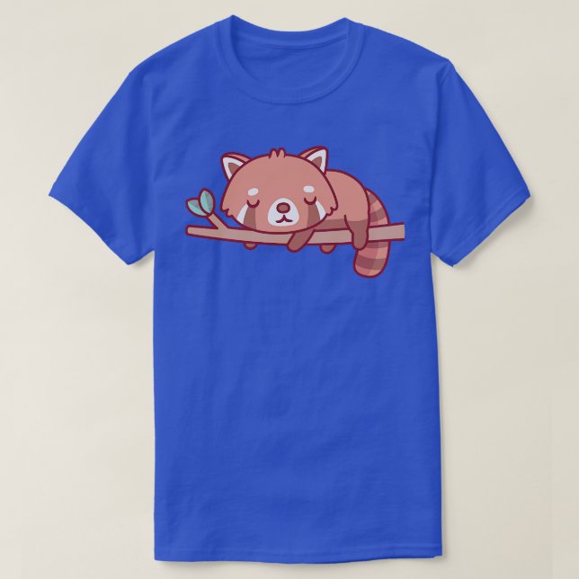 Cute Little Red Panda som sover på Träd Gren T Shirt (Design framsida)