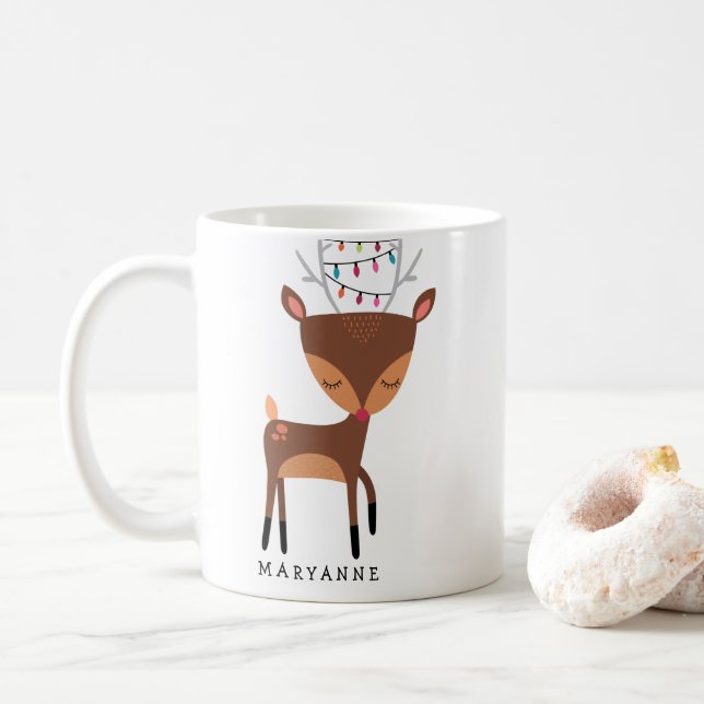 Cute Little Reindeer jul Ljus Mugg (Med munk)