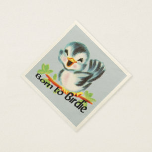 Cute Little Retro Bird Born till Birdie Golfers Gi Pappersservett