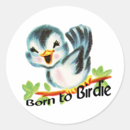 Cute Little Retro Bird Born till Birdie Golfers Gi Runt Klistermärke