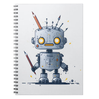 cute little robot IA and books 2 Anteckningsbok