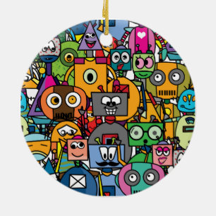 Cute Little robots mönster Julgransprydnad Keramik