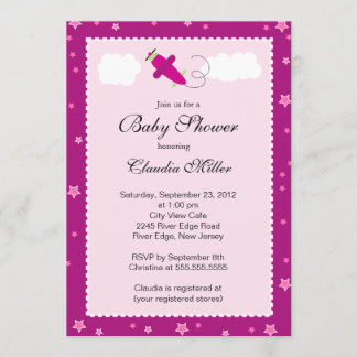 Cute Little Rosa Airplane Boy Baby Shower Inbjudningar