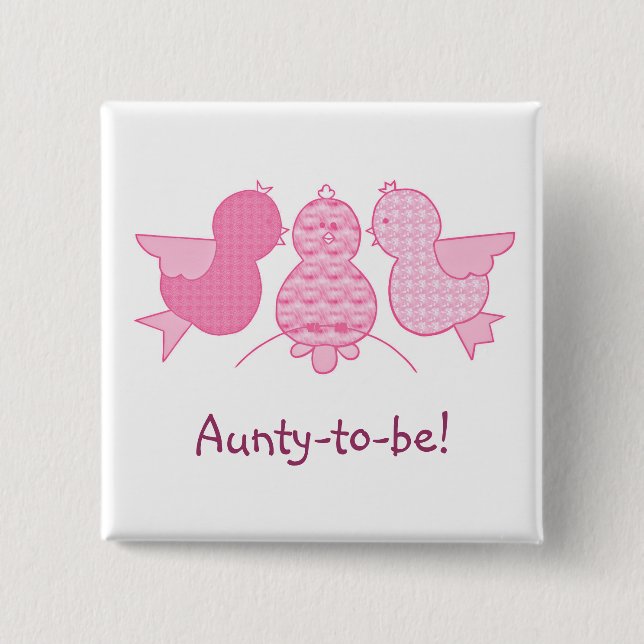 Cute Little Rosa Aunty to be, Birds Baby Shower Knapp (Framsida)