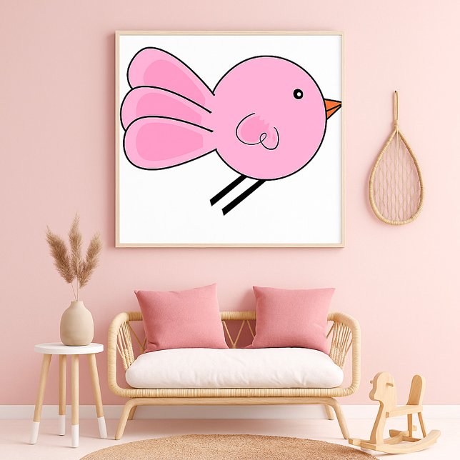 Cute Little Rosa Bird Poster (Skapare uppladdad)