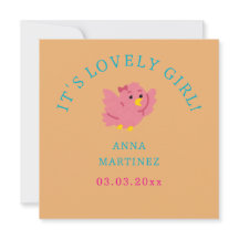 Cute Little Rosa Bird Theme Girl Baby Shower