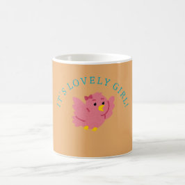 Cute Little Rosa Bird Theme Girl Baby Shower Kaffemugg
