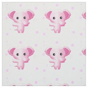 Cute Little Rosa Flicka Elephant Fabric Tyg