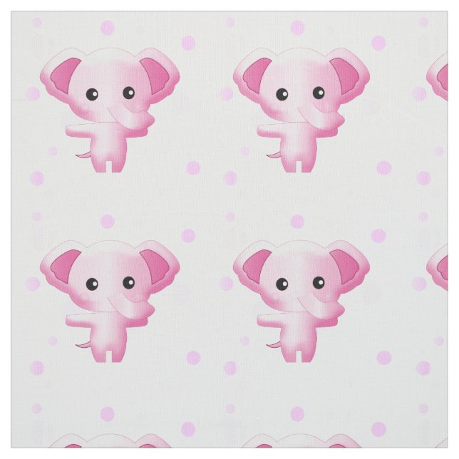 Cute Little Rosa Flicka Elephant Fabric Tyg (Provkarta)