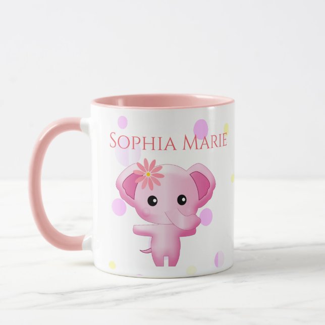 Cute Little Rosa Flicka Elephant Mugg (Vänster)