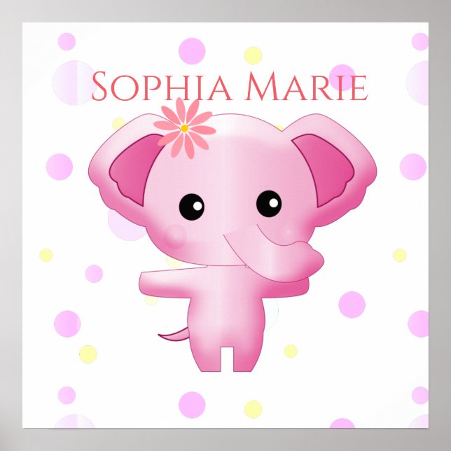 Cute Little Rosa Flicka Elephant Poster (Framsidan)